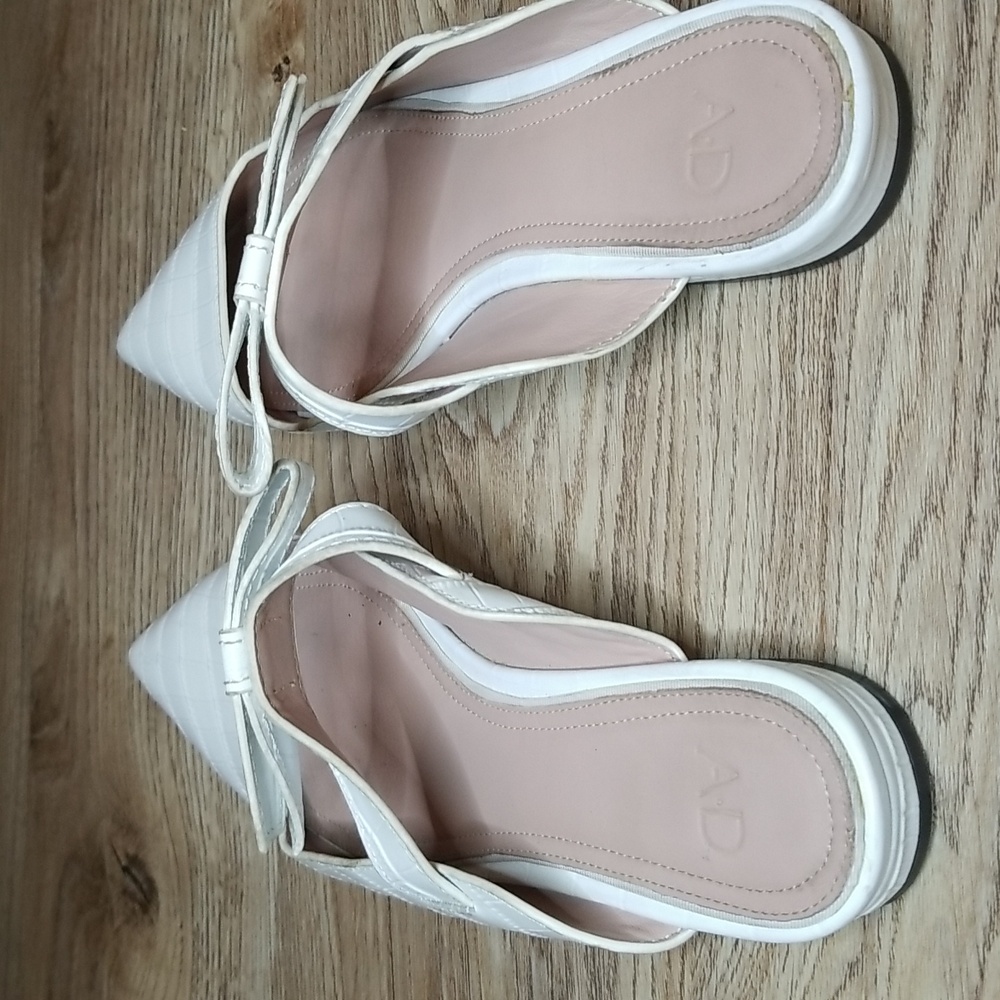 AD and Daughters Jemma Croc Embossed White Leather Slide In Mules Size 7 - Picture 7 of 10